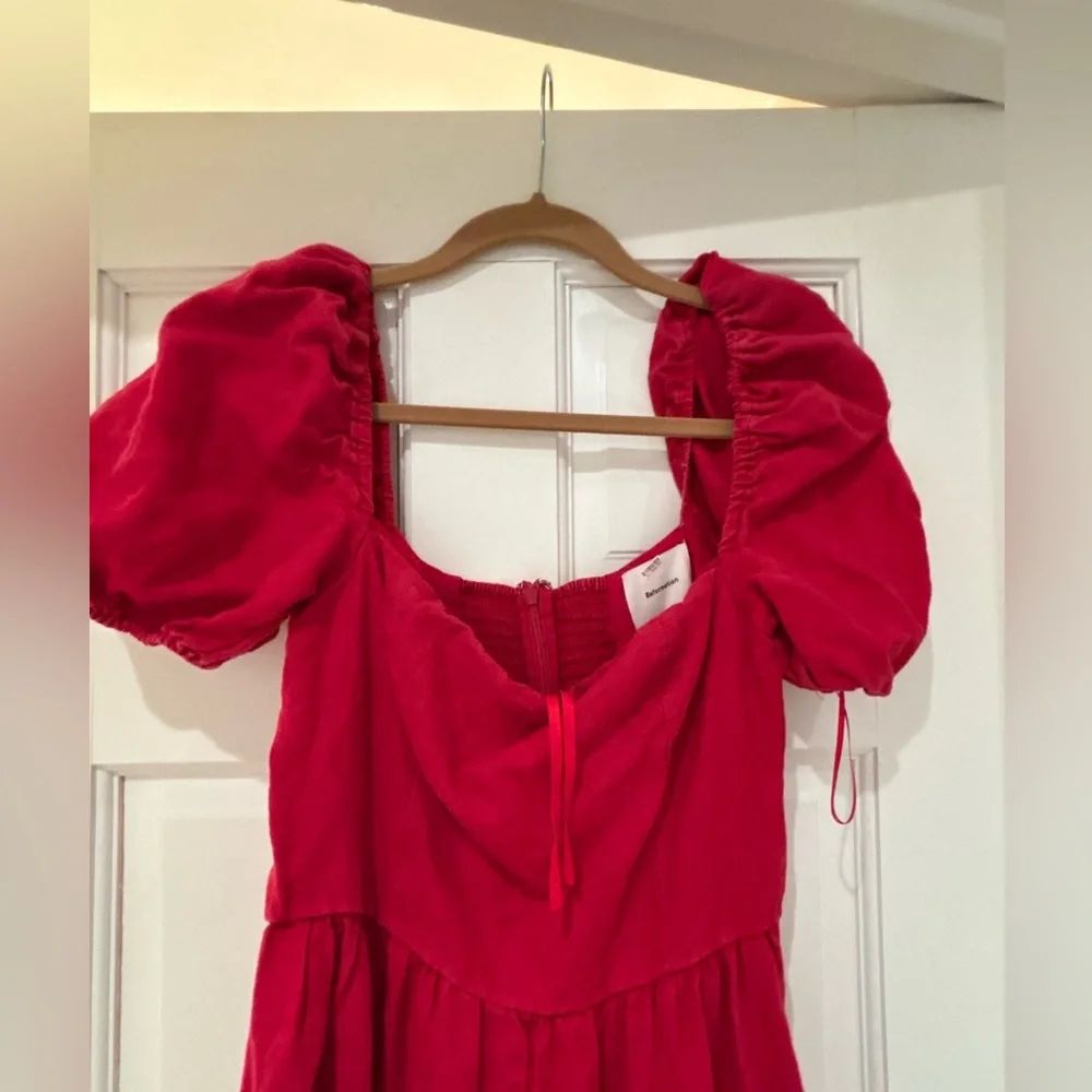 Reformation Marella Red Linen Puff Sleeve Dress 10 - Picture 4 of 7